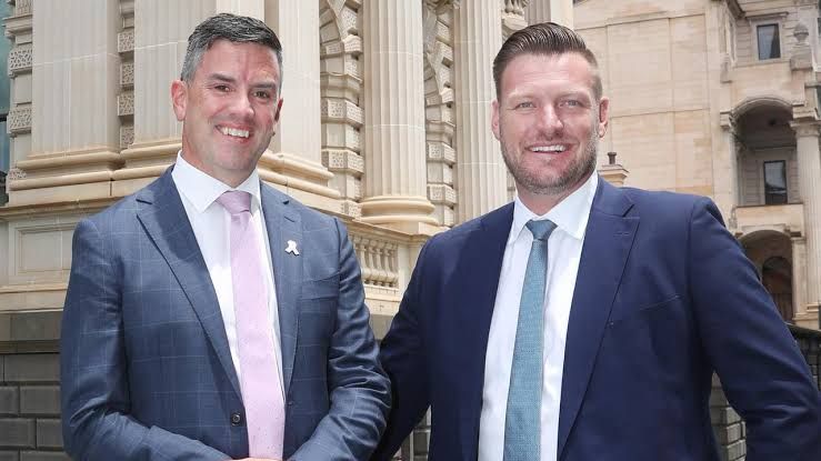 New Victorian Liberal leader Brad Battin with his deputy Sam Groth. 