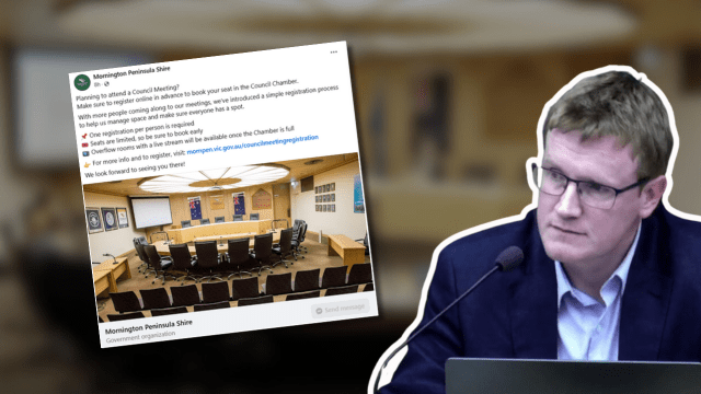 Social media post about council meeting registration.