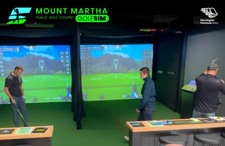 Indoor golf simulator at Mount Martha course.