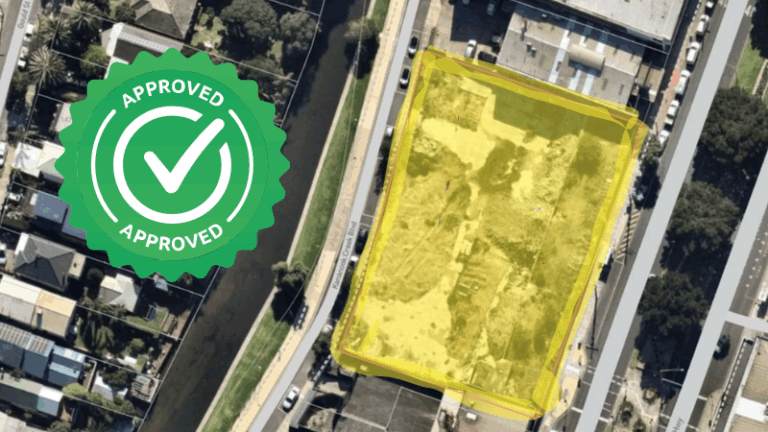 Aerial view of approved construction site in Sydney.