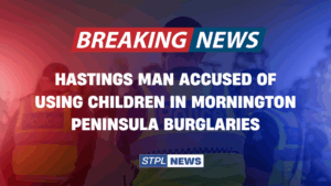 Hastings man accused in burglaries with children.