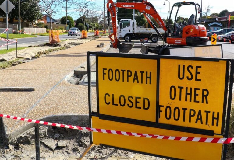 footpath closed construction sign