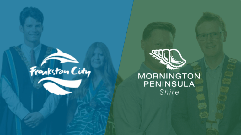 Frankston City and Mornington Peninsula logos with people