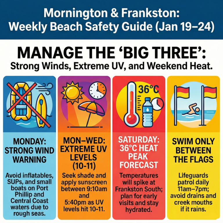 Mornington Peninsula and Frankston Beach Report week commencing 19/01/26, weather and safety outlook